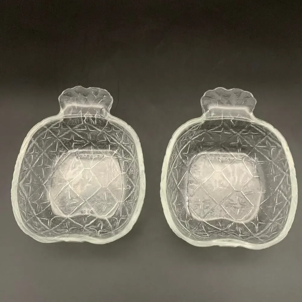 Vintage 1950’s KIG Indonesia Pineapple Shaped Pattern Glass Fruit Nut Bowl Dish